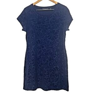 Lands End NWT Women's Navy Blue Dress Short Sleeve Textured Terry Cotton M 10-12